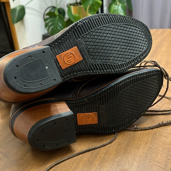 Vintage Brown Leather Lace-Up Boots Mens 8 Womens 10 - Picture 3 of 6